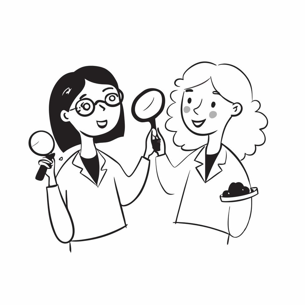 Two Makeup Artists with Kits and Mirrors concept as Two makeup artists holding kits and mirrors set against a clean background offering ample space for text or graphics symbolizing pure Set 4 vector