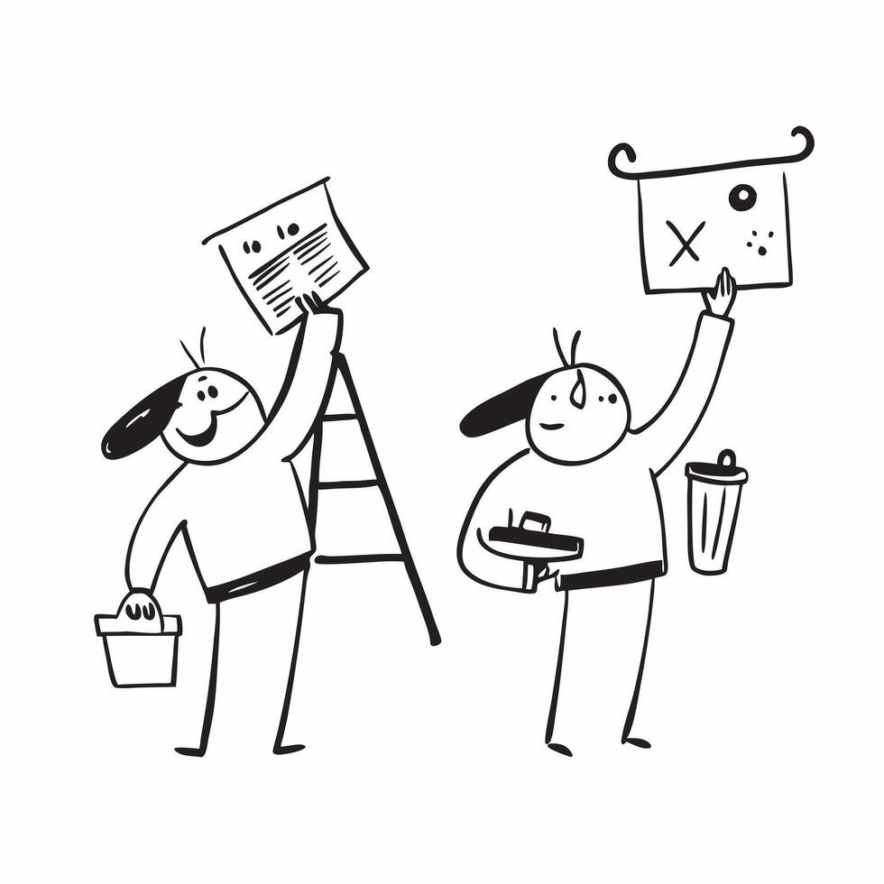 Two Painters with Ladders and Paint Cans concept as Two painters holding ladders and paint cans set against a clean background offering ample space for text or graphics symbolizing pure Set 3 vector