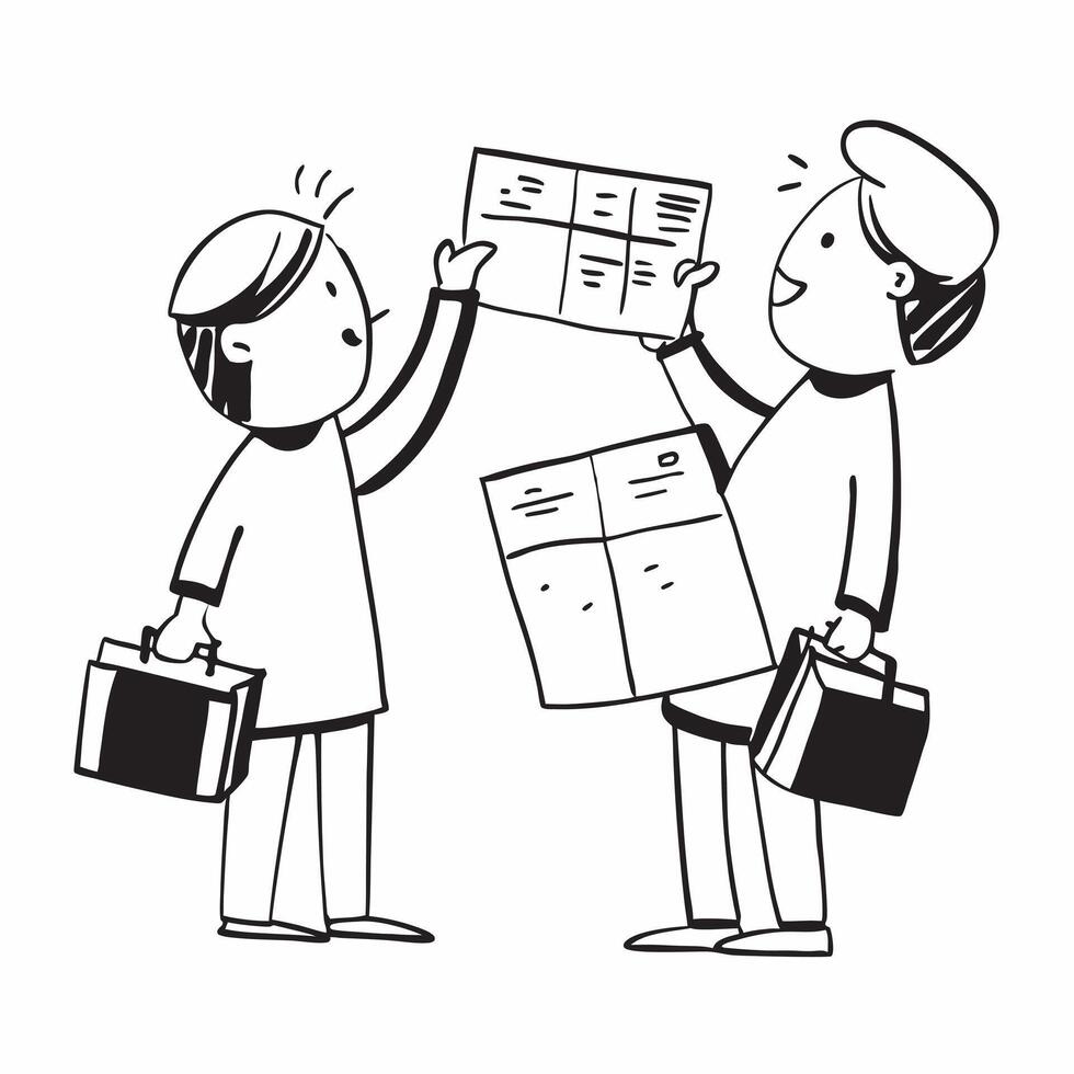 Two Travel Agents with Suitcases and Maps concept as Two travel agents holding suitcases and maps set against a clean background offering ample space for text or graphics symbolizi pure vector