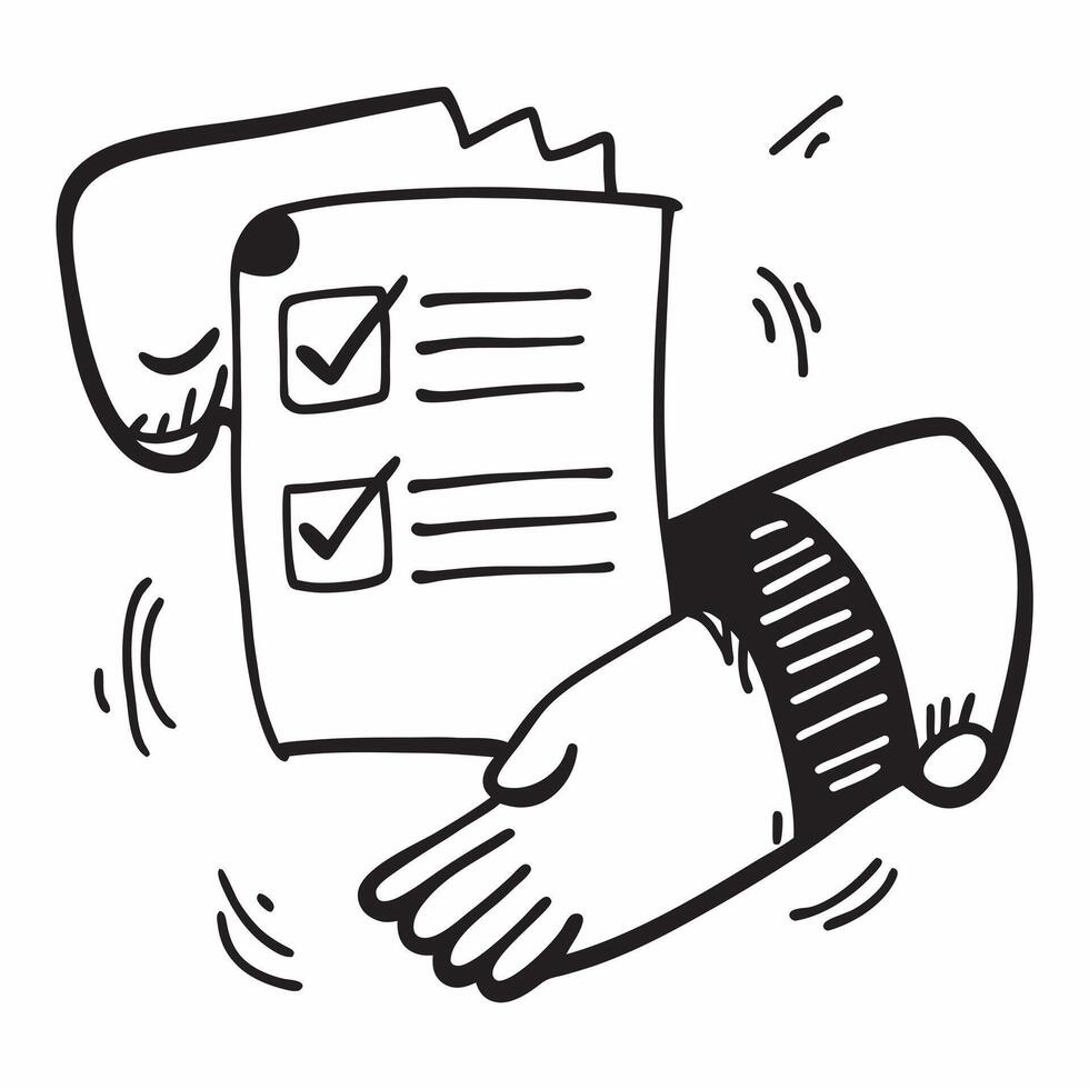 of isolated handshake and contract with the word Agreement concept as A illustration of a handshake and a contract with the word Agreement prominently displayed Isol pure vector