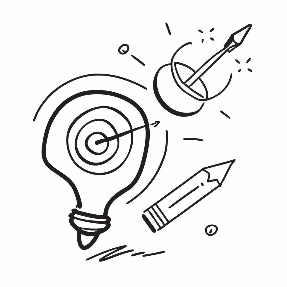 of isolated light bulb and target with the word Vision concept as A design featuring a light bulb and a target with the word Vision prominently displayed Isolated on pure vector