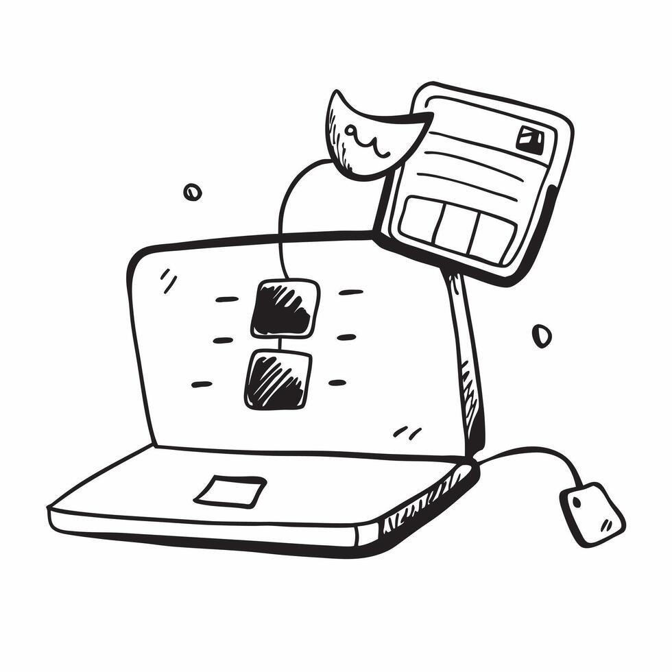 Virtual Meeting on Laptop with Abstract Screen concept as A laptop showing a virtual meeting with a glossy abstract screen highlighting remote work communication and technology Ca pure Set 3 vector