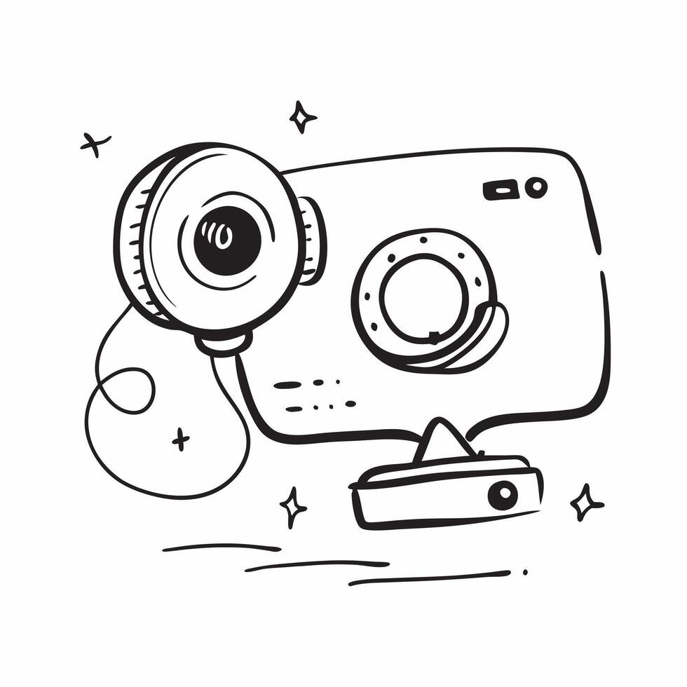 Webcam and Ring Light Isolated concept as A image featuring a webcam and a ring light isolated on a white background Perfect for depicting conferencing tools in a hom pure Set 6 vector