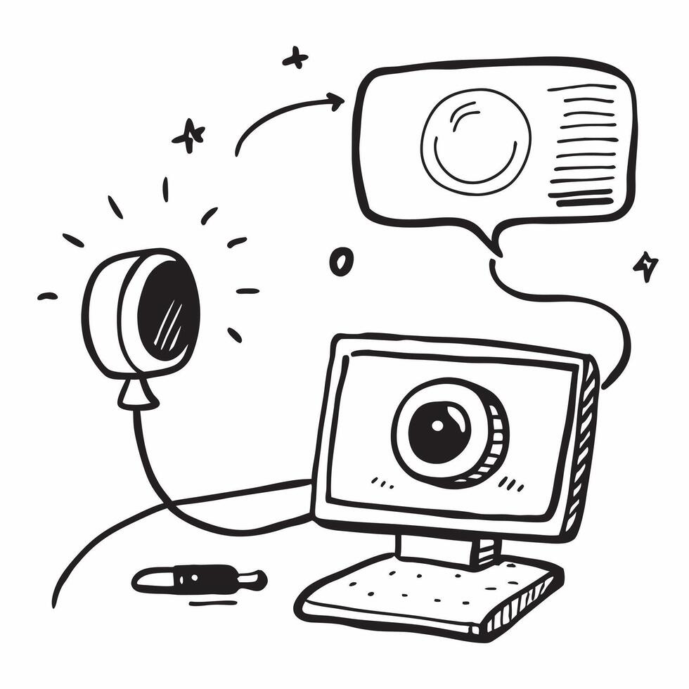 Webcam and Ring Light Isolated concept as A image featuring a webcam and a ring light isolated on a white background Perfect for depicting conferencing tools in a hom pure vector