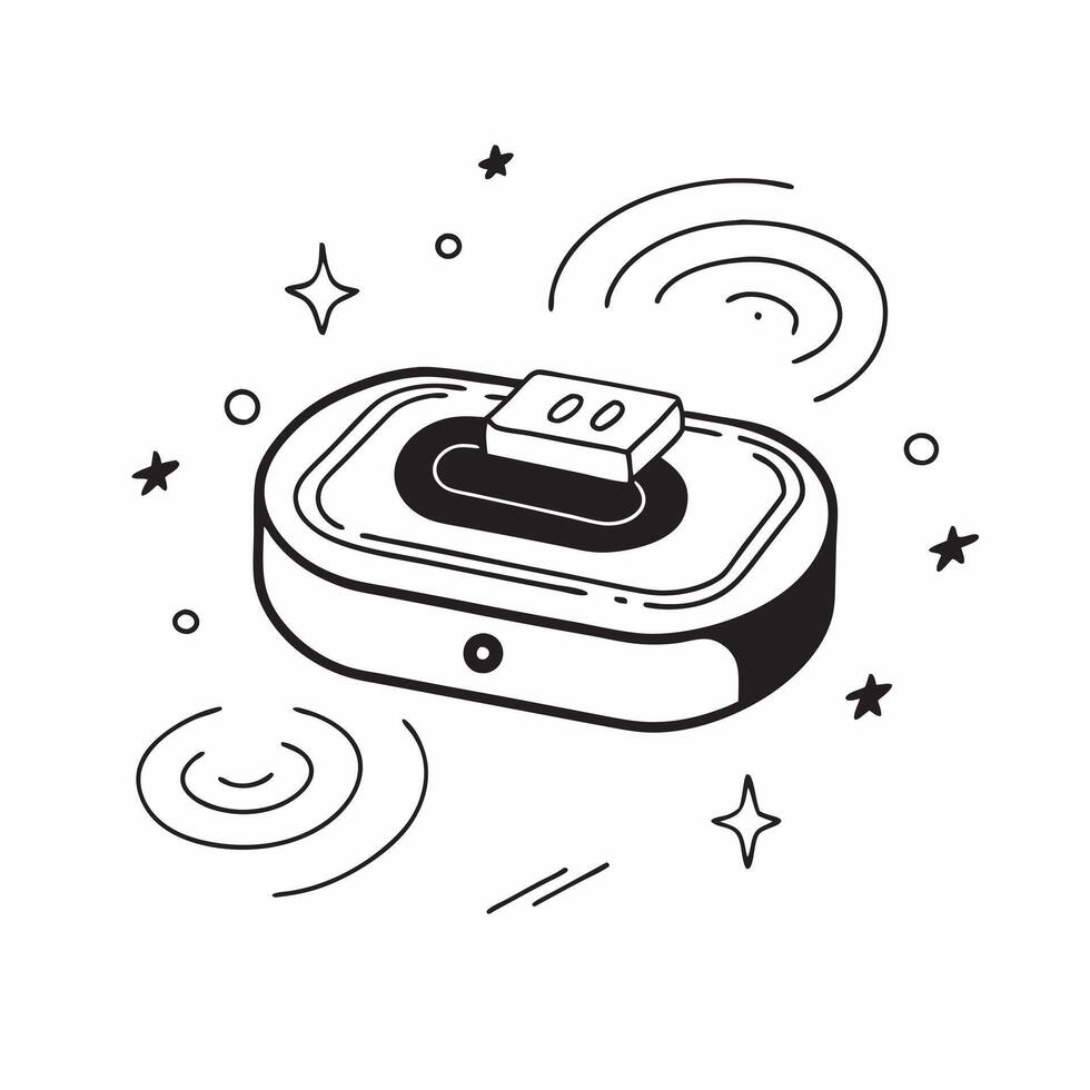 Wireless charging pad with a holographic battery level indicator concept as A wireless charging pad sits on a white surface with a holographic battery level indicator hovering abov vector