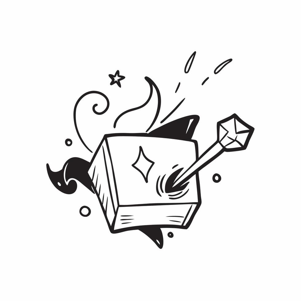 Witchs Grimoire and Broom with Wicked Text concept as An isolated featuring a witchs grimoire and broom with the word Wicked in a playful spooky font The elements are set a vector