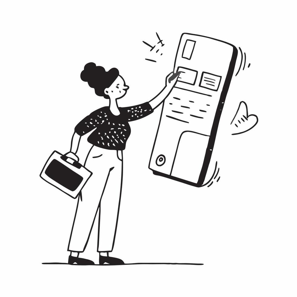 Woman Checking Account Balance concept as A woman checking her account balance using a mobile banking app set against a plain background with ample copy space in Photo Stock Conce pure Set 2 vector