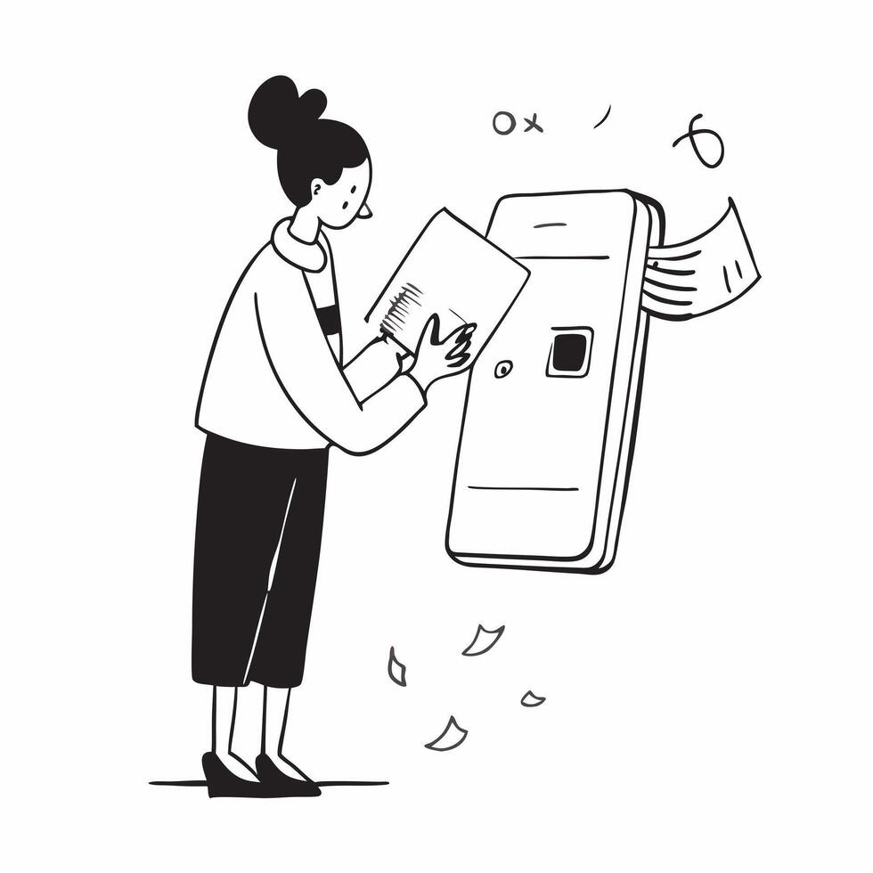 Woman Using Mobile Banking to Pay for Utilities concept as A woman using a mobile banking app to pay for utilities set against a plain background with ample space for text or graph pure Set 2 vector