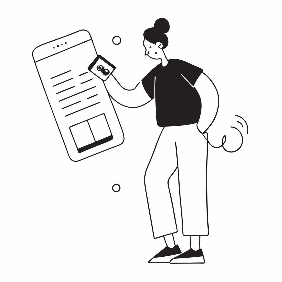 Young Person Paying Bills Online concept as A young person paying bills through a mobile banking app on their phone with a clean background providing ample space for text or additi pure vector