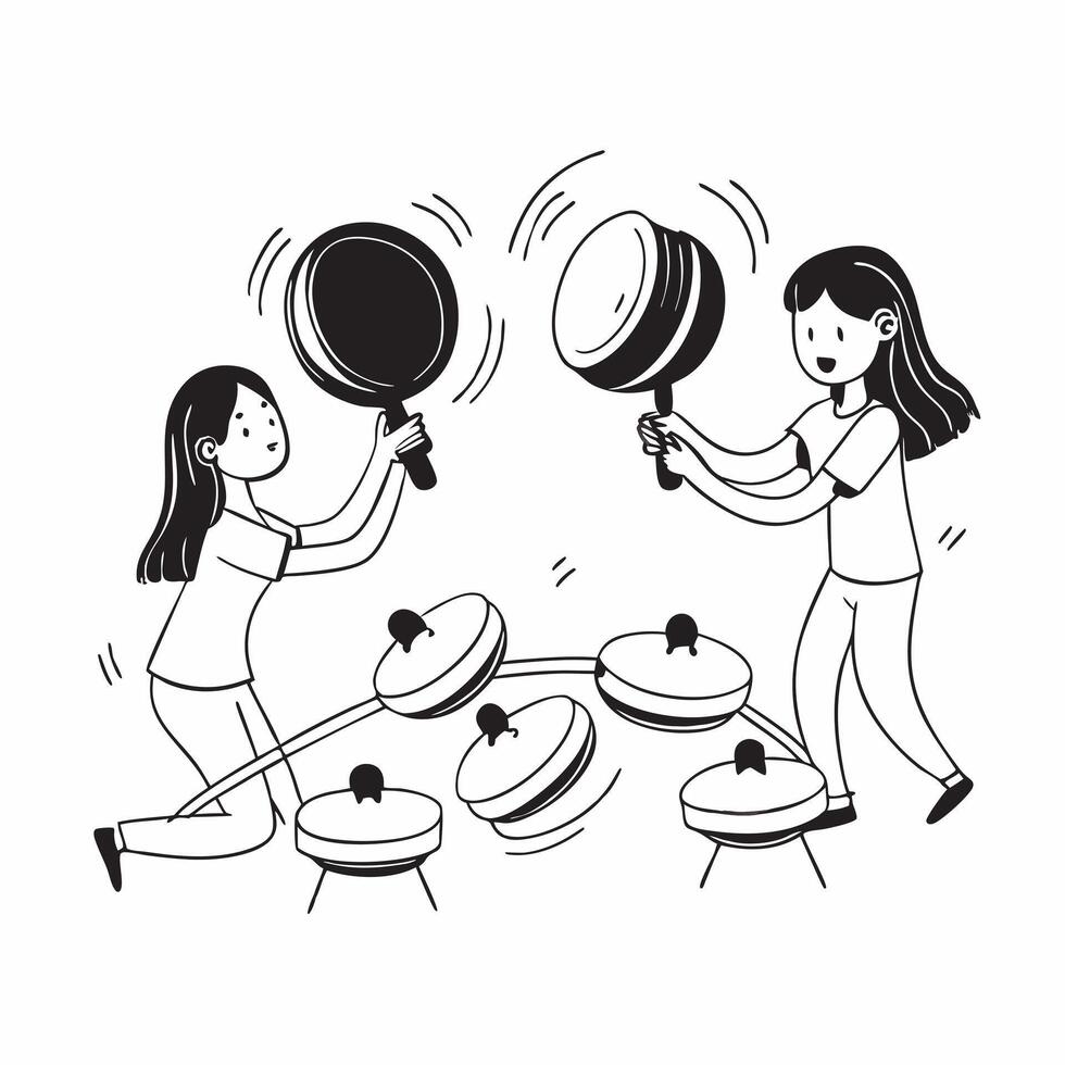 Young girls playing traditional games with glossy props for Sharad Purnima concept as Camera movement Pan across the young girls playing traditional games Scene Isolated area with vector