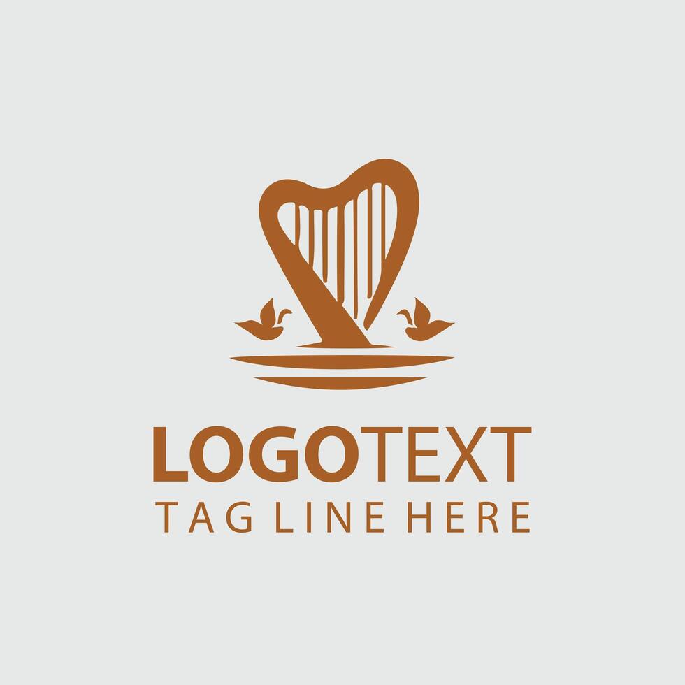 Golden Strings linear bird logo vector