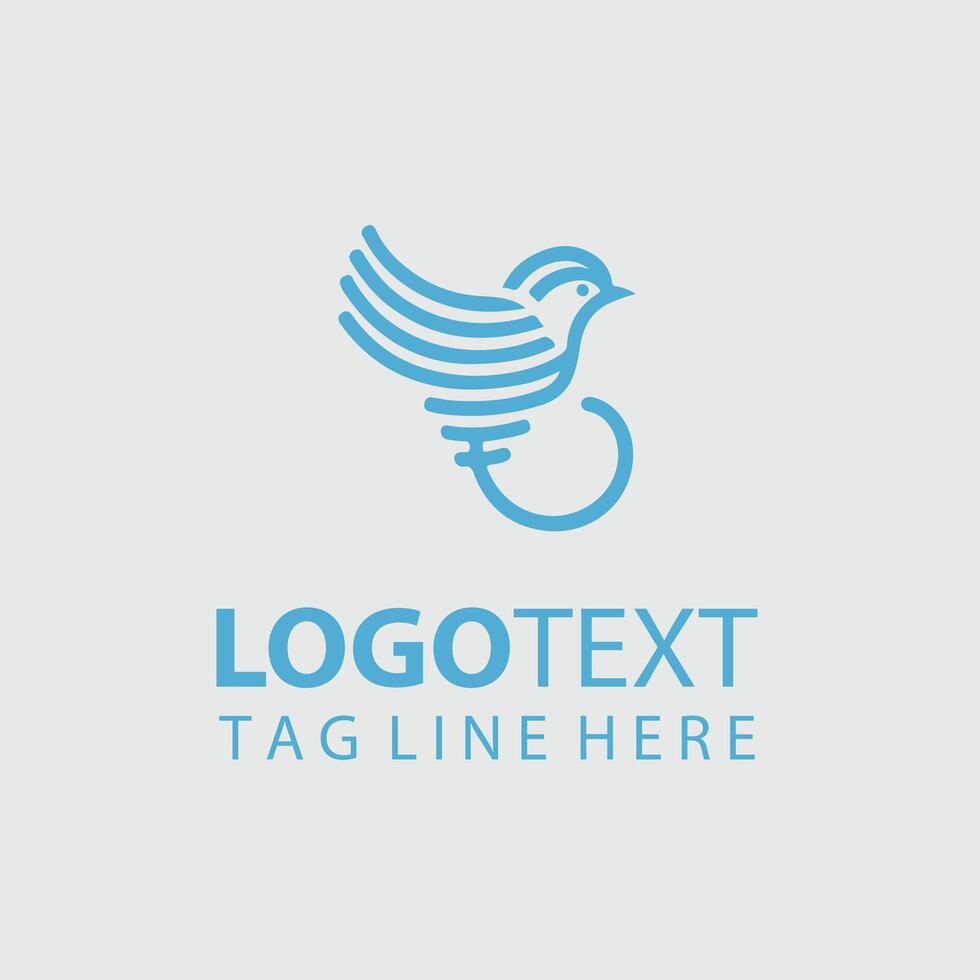 Streaked Feathers linear bird logo vector