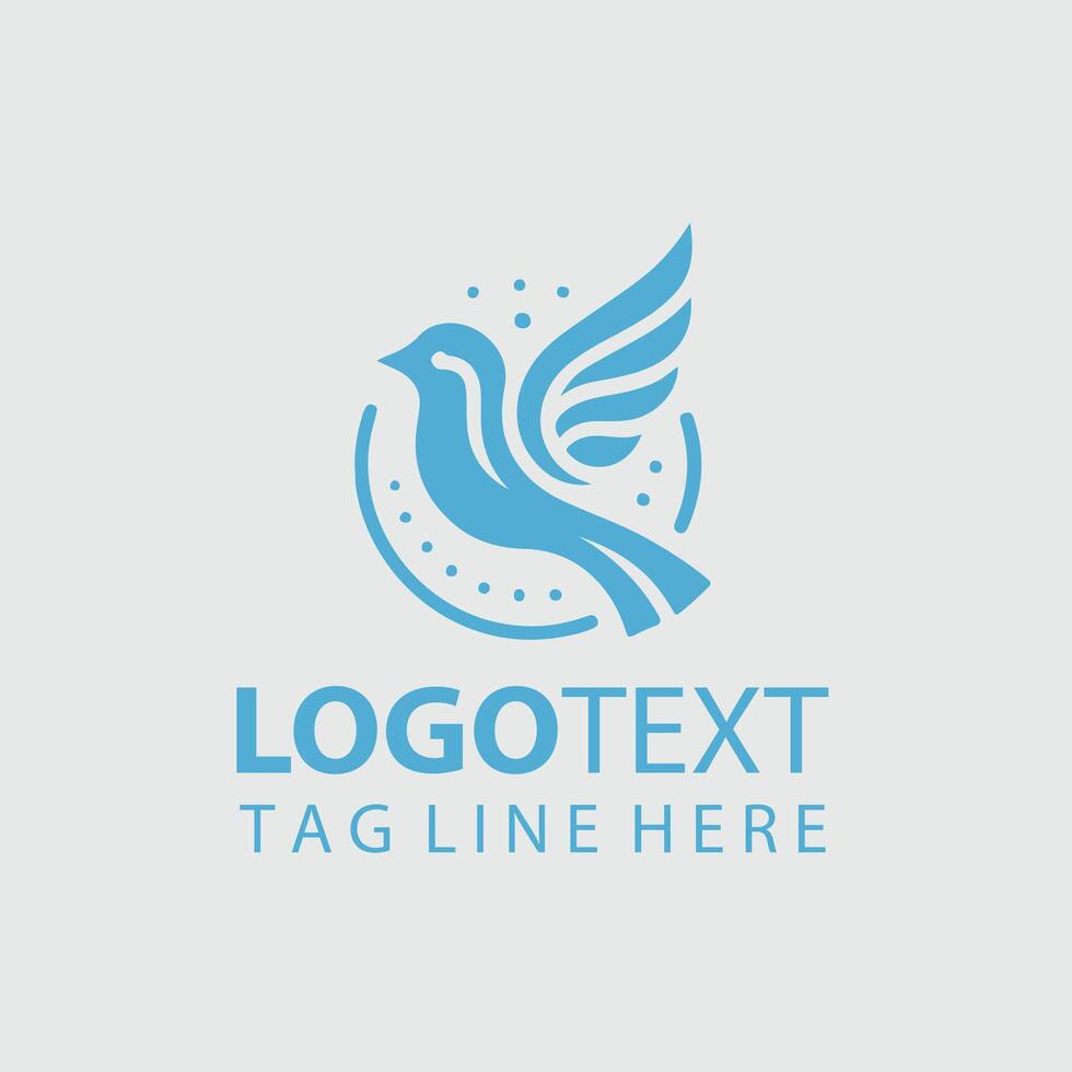 Feathered Flight path linear bird logo vector
