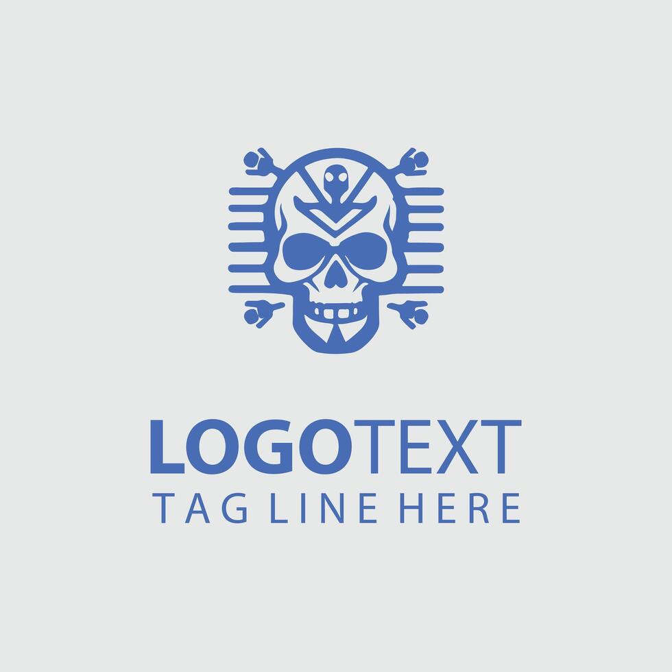 Bone Chaos Skull Logo Design vector