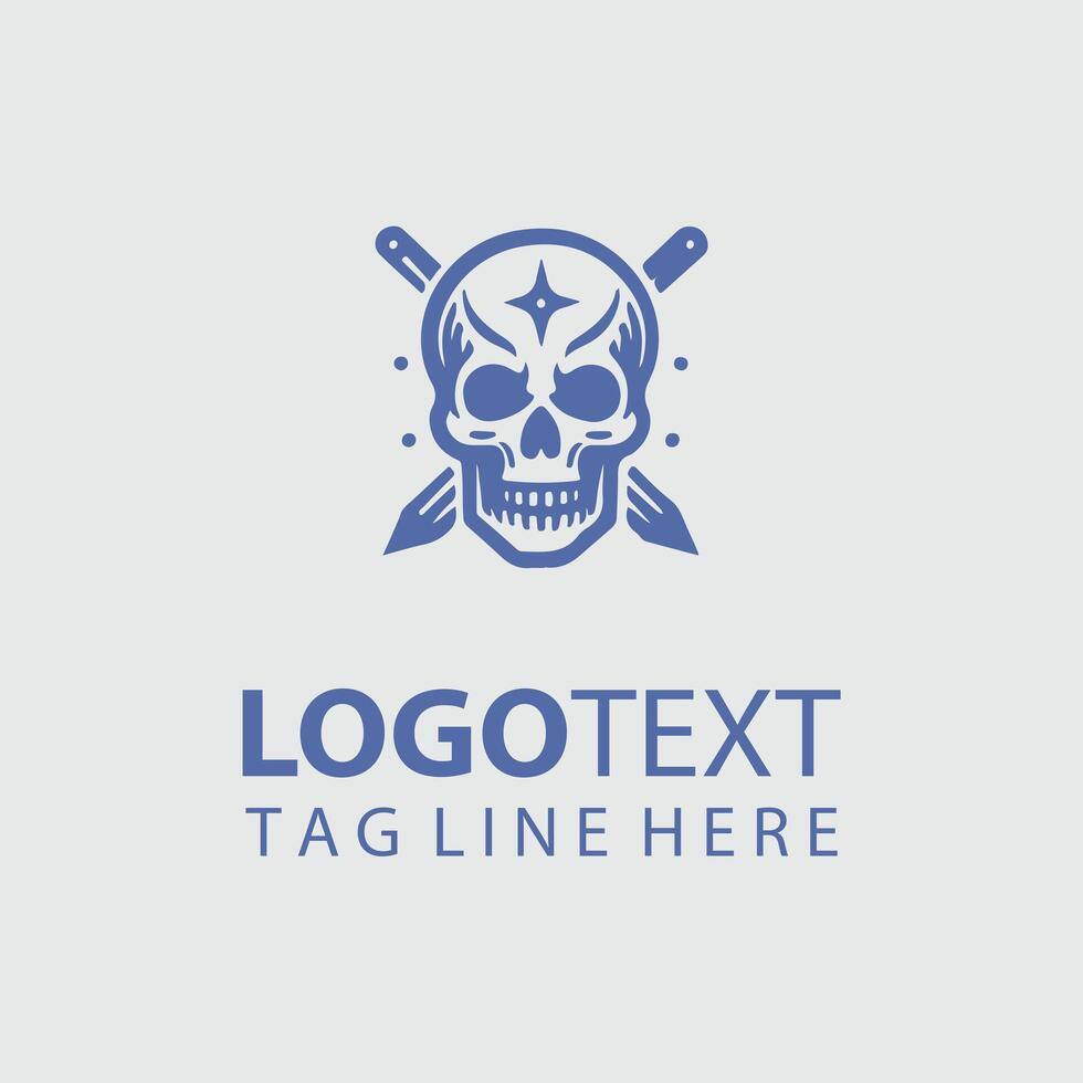 Shadowed Bone Skull Logo Design vector