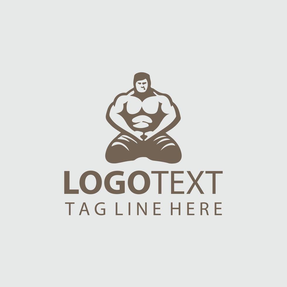 Ring Titan sumo wrestler logo vector