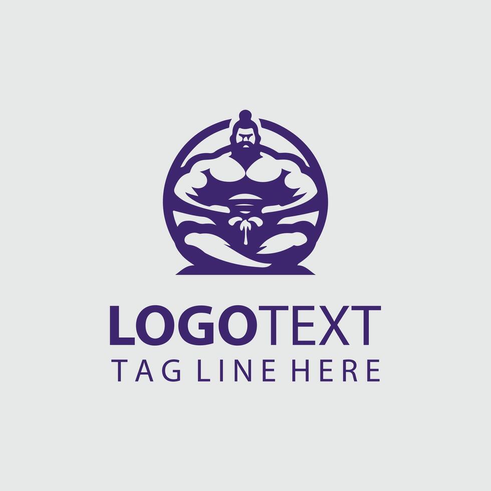 The Wrestling Giant sumo wrestler logo vector