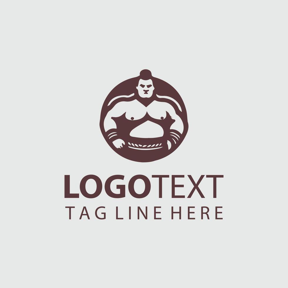 Mighty Rikishi sumo wrestler logo vector