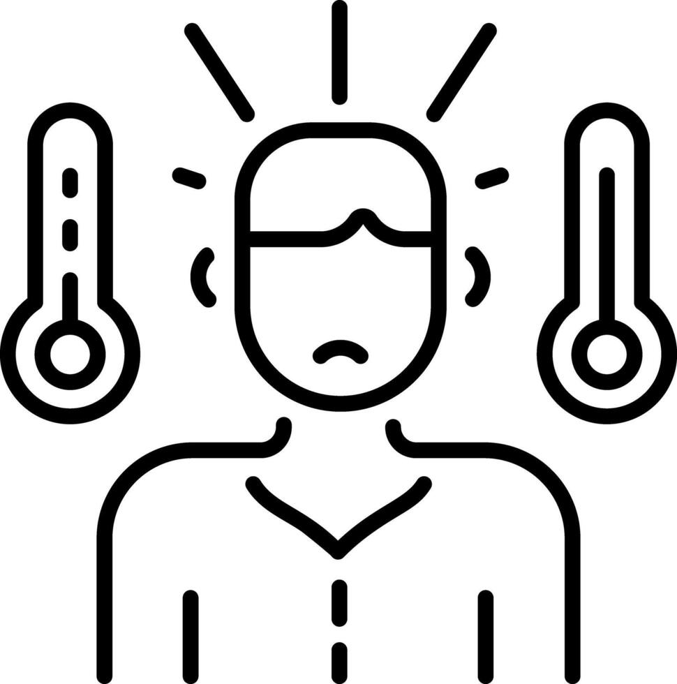 A character getting heat stroke, line style icon vector