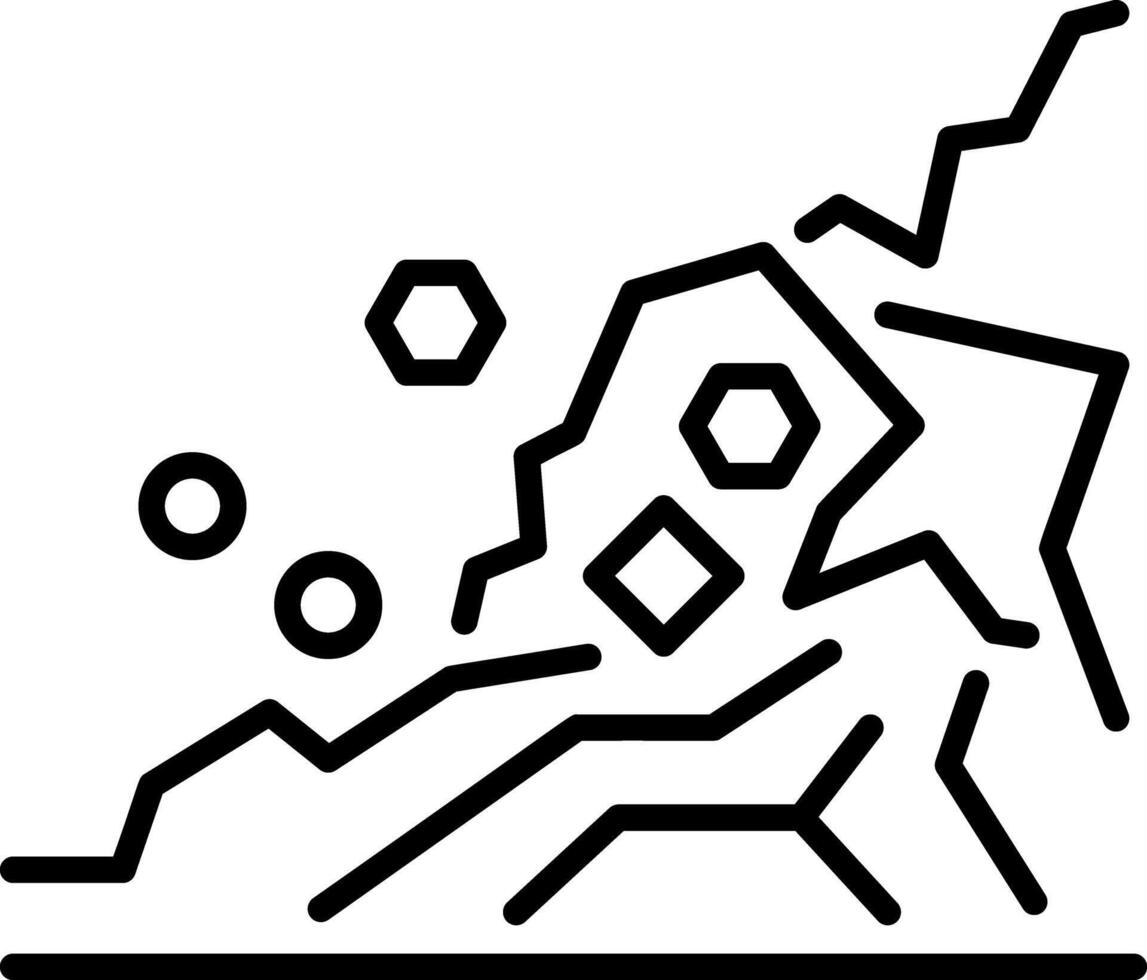 Rock slide icon in linear style vector