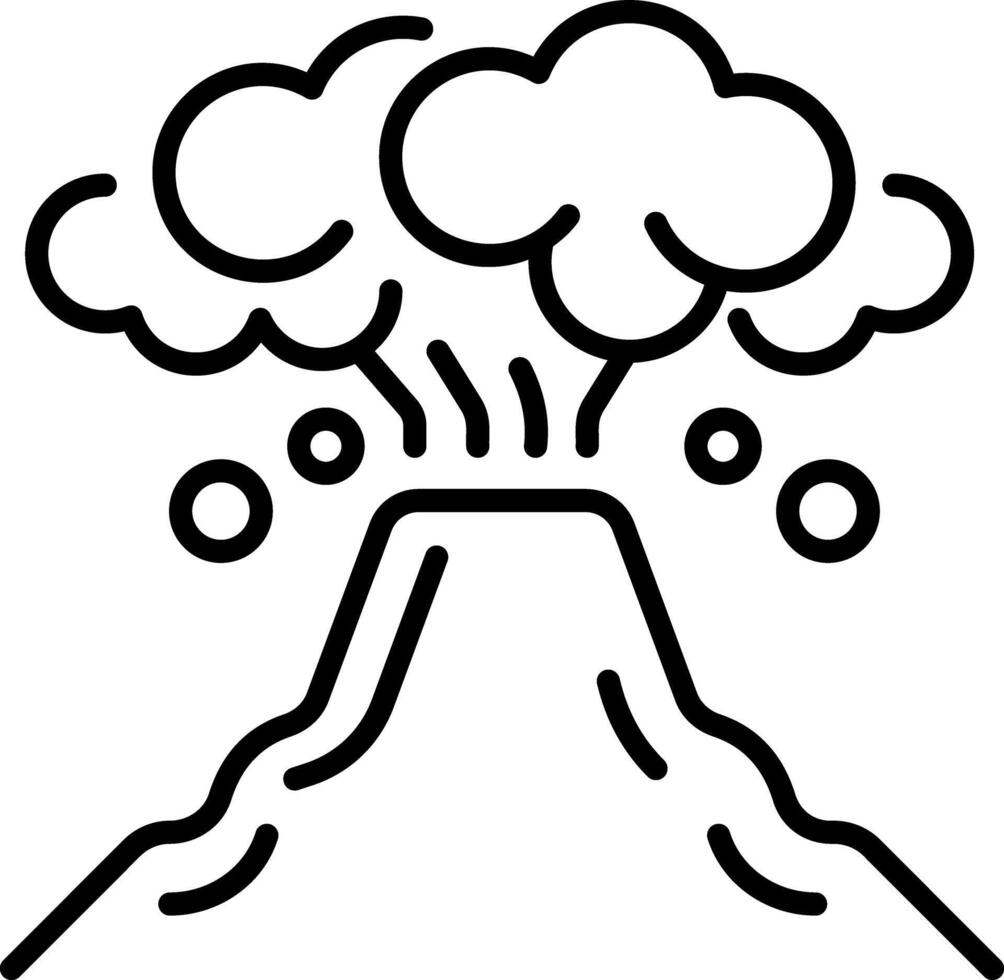 Volcano eruption icon in linear style vector