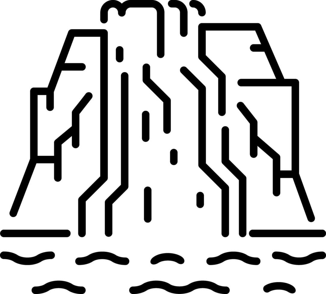 Waterfall icon in linear style vector