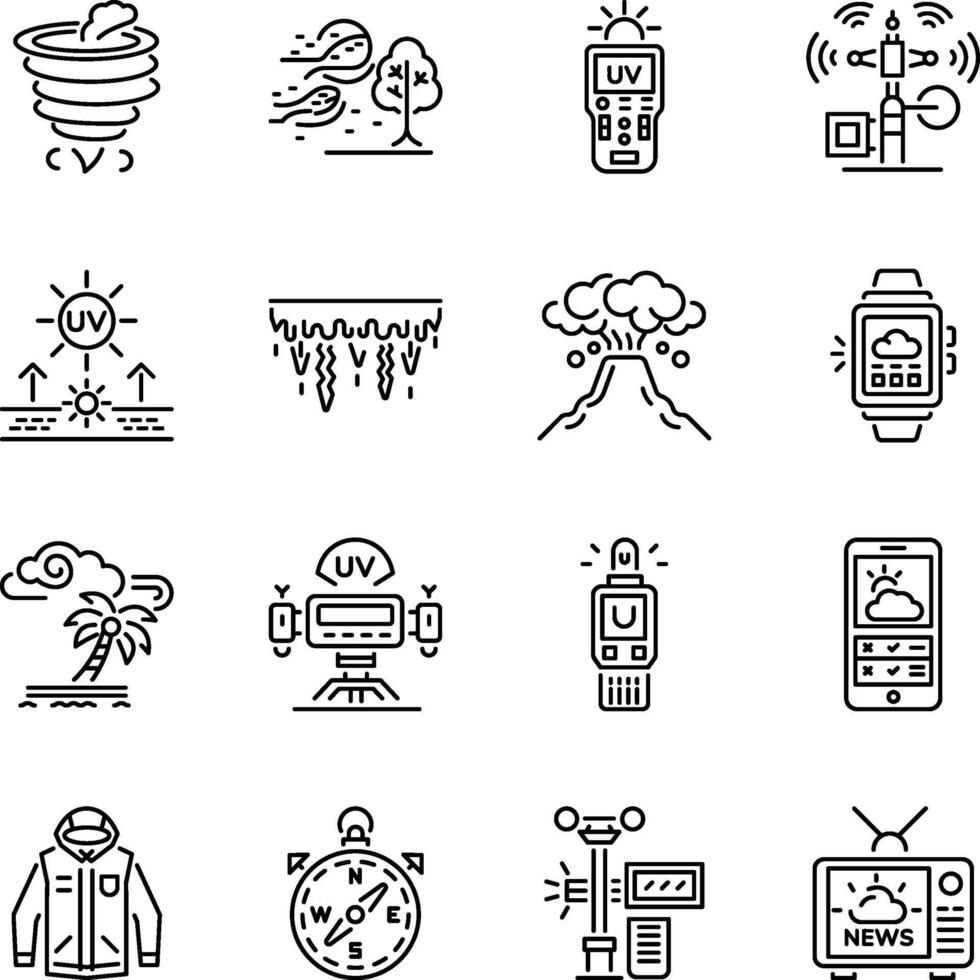 Collection of Linear Style Atmospheric Icons vector