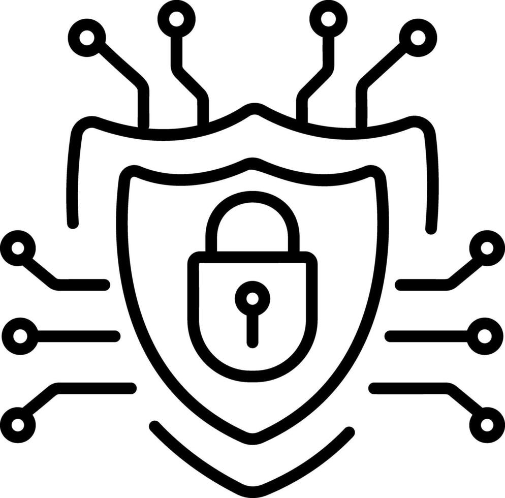 A line style icon of cyber shield vector