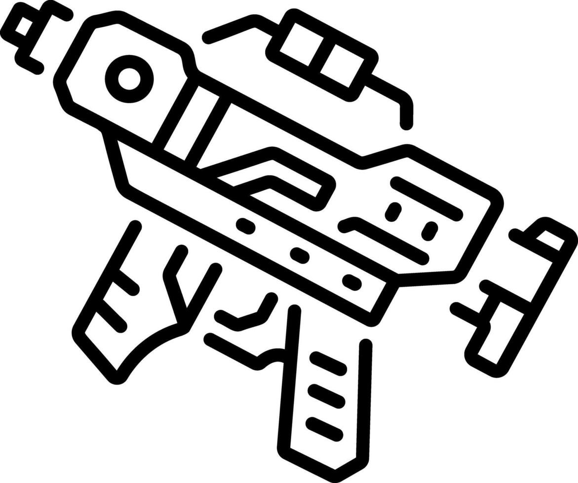 Cyberpunk gun icon in linear style vector