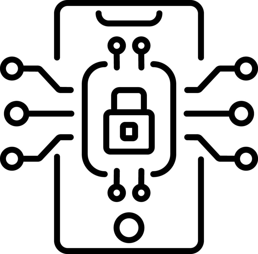 Mobile security icon in linear style vector