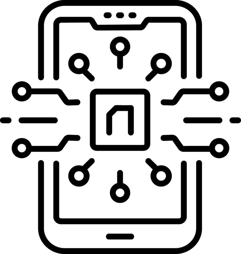 Ai phone icon in linear style vector