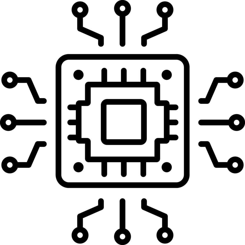 Ai chip icon in linear style vector
