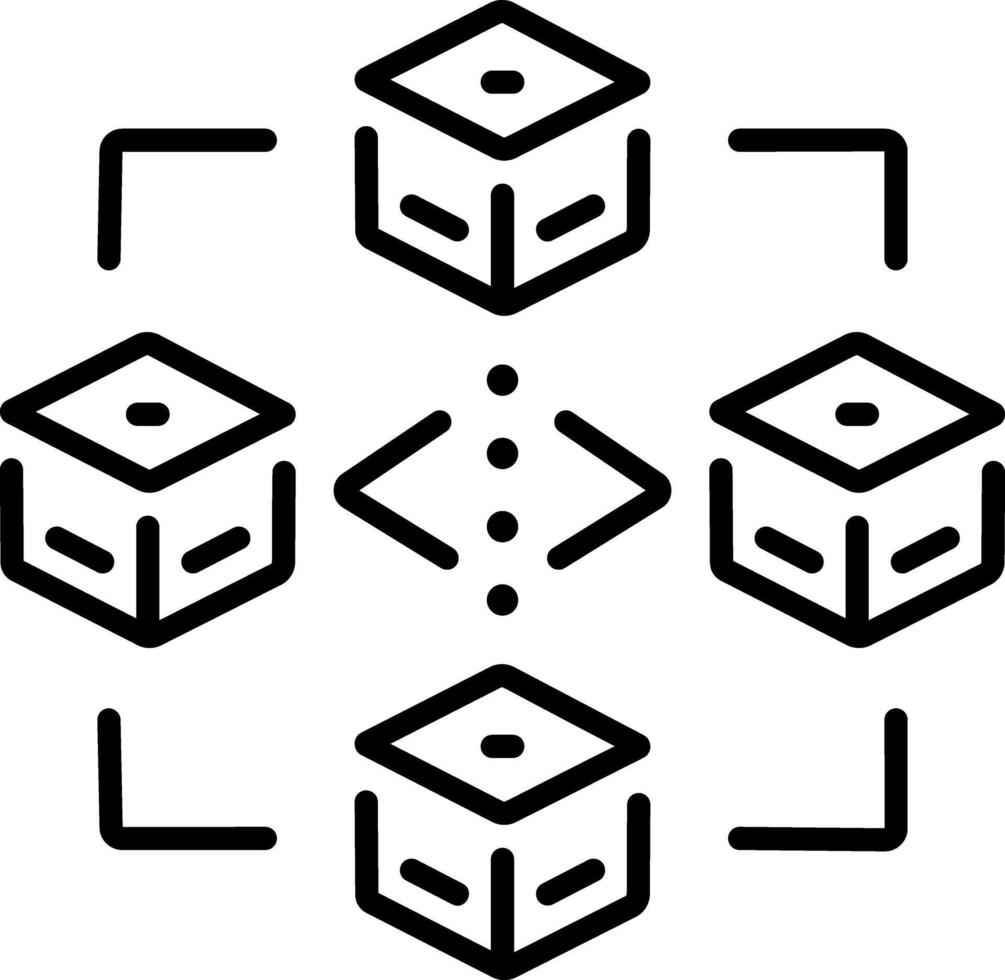 Blockchain technology icon in linear style vector