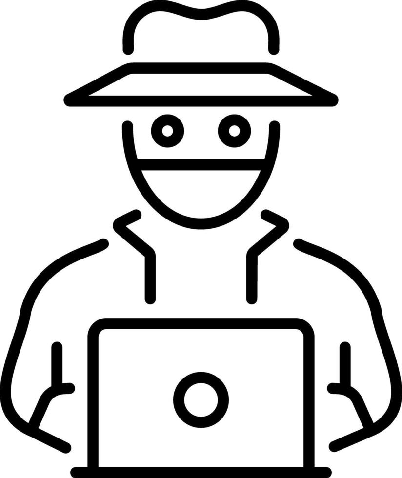 Cyberpunk hacker icon in linear style vector