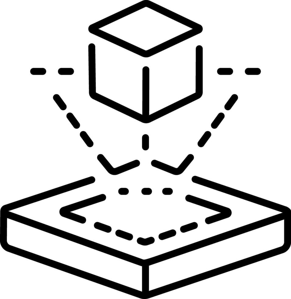 Hologram cube icon in linear style vector