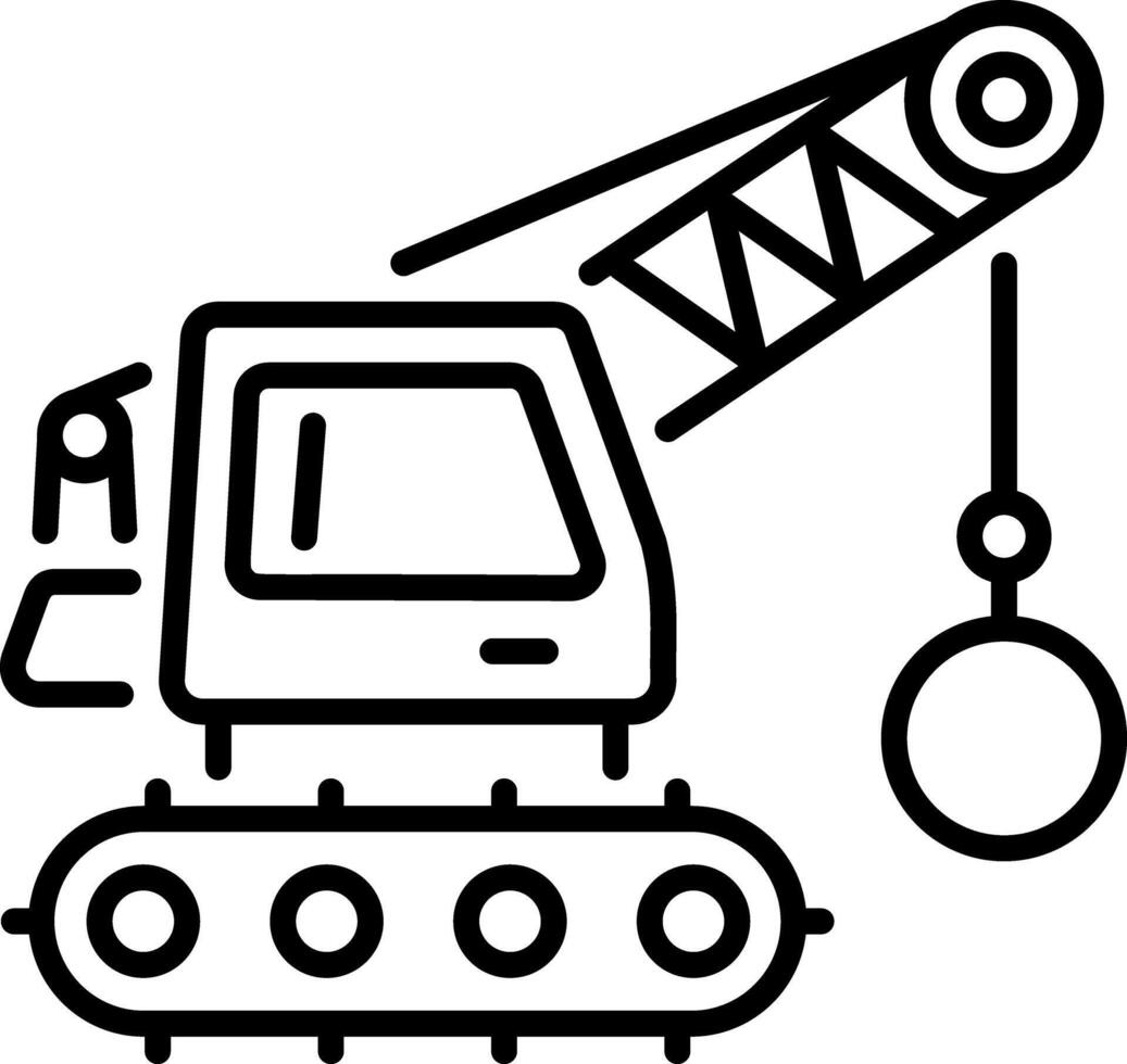 A line style icon of demolition crane vector