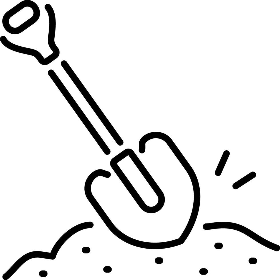 Digging shovel icon in line style vector