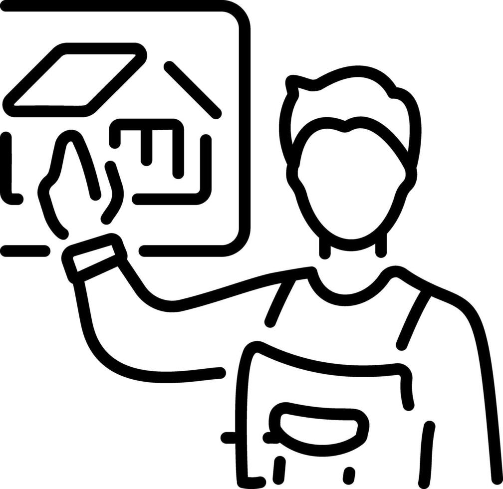 Engineer presentation icon in linear style vector