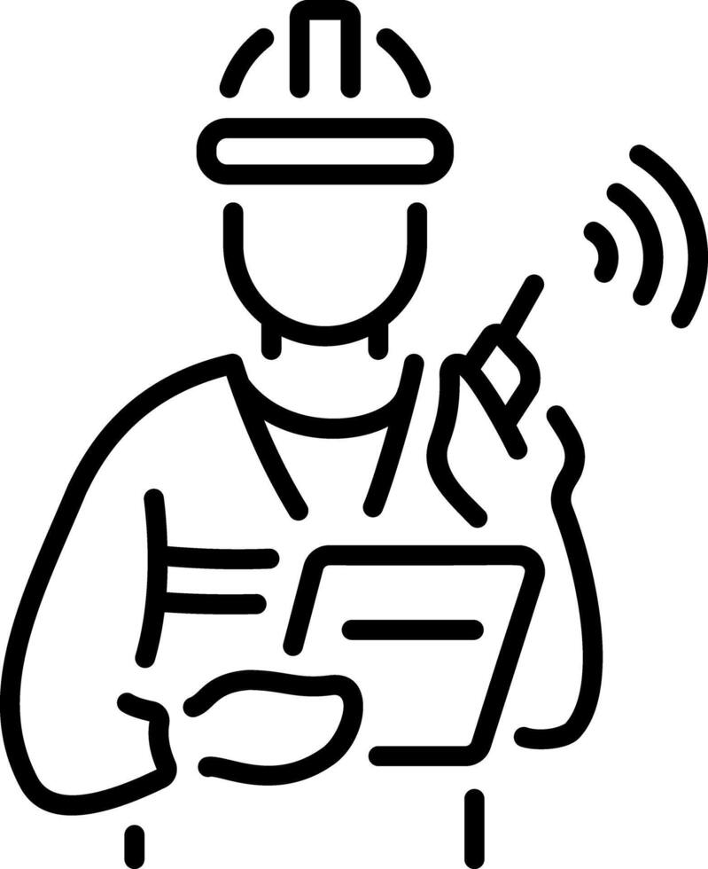 Engineer talking on a mobile device, line style icon vector