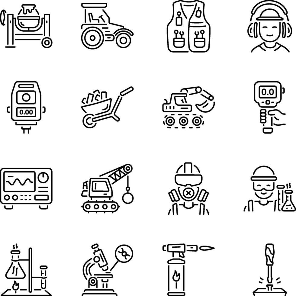 Set of Linear Style Engineering Equipment Icons vector