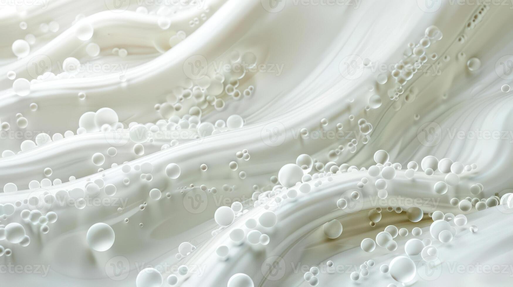 Abstract representation of flowing cream with bubbles, evoking a sense of fluidity and texture photo