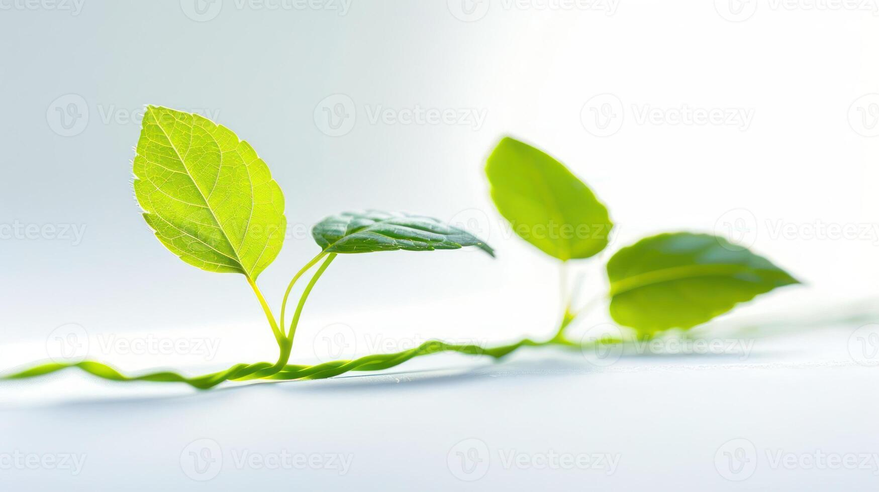 Delicate green leaves intertwining on a soft background, showcasing nature's elegance and growth photo