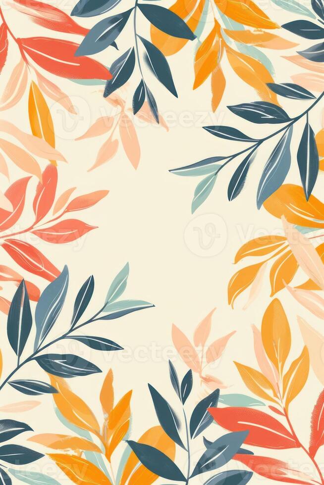 Colorful autumn leaves framing a blank space, ideal for invitations or seasonal designs photo