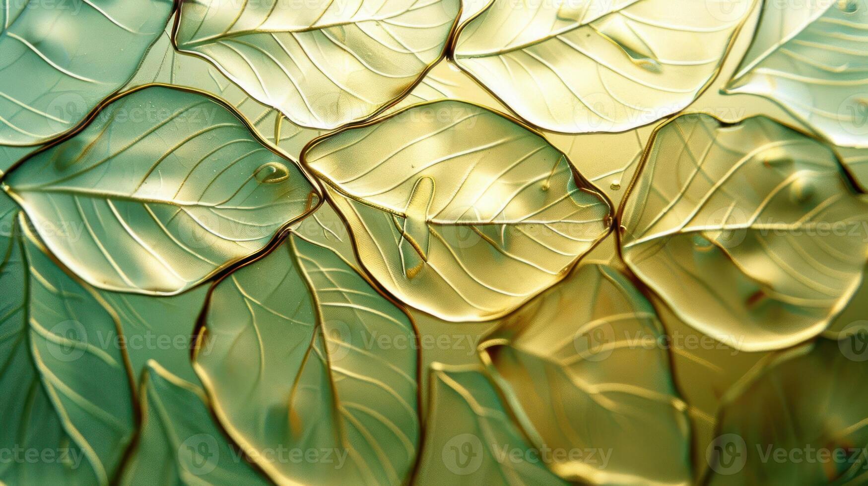 Close-up view of translucent leaves layered over each other, creating a natural pattern and texture photo