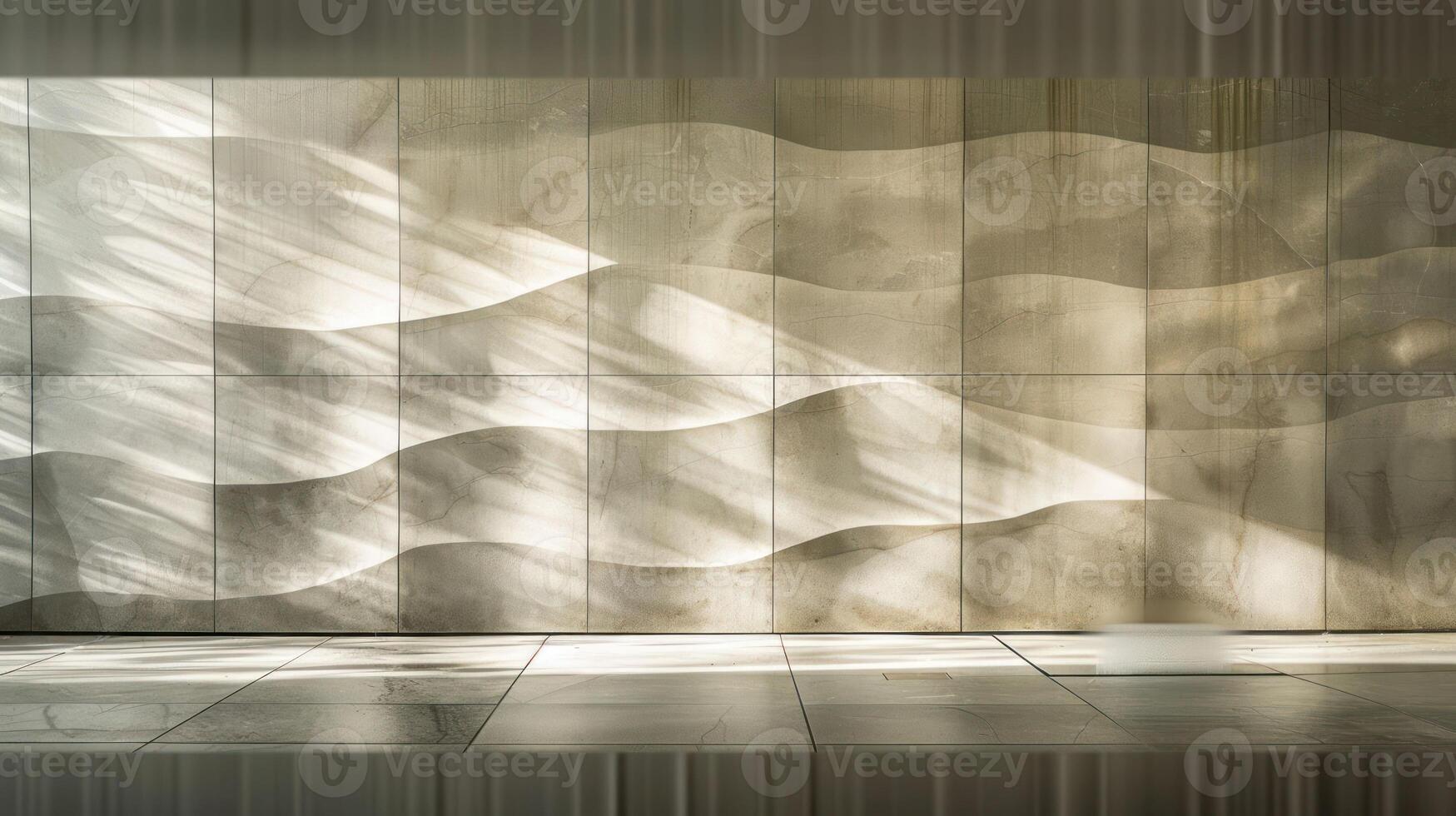 Abstract wall design with wave patterns and soft lighting creating a serene atmosphere photo