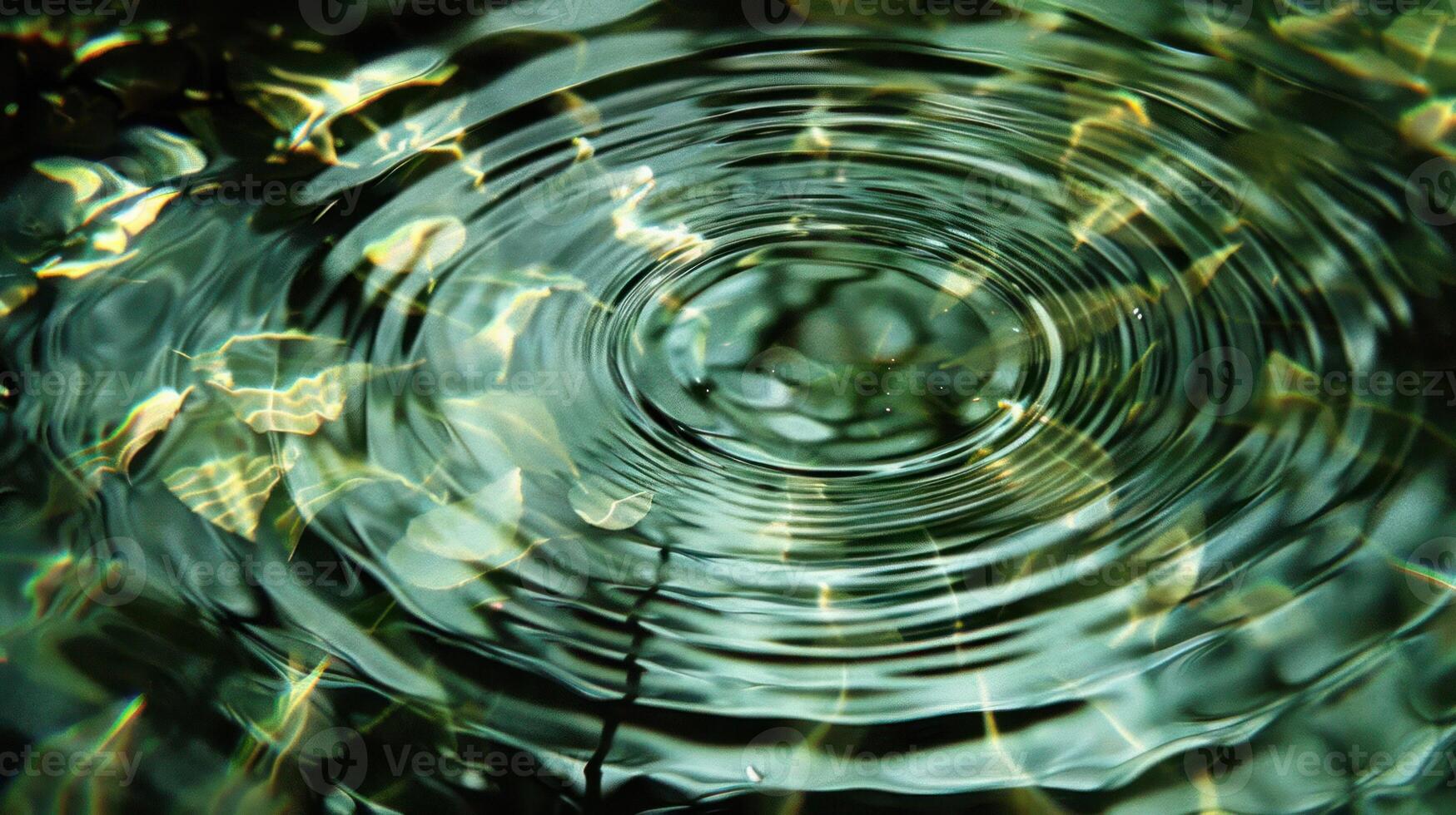 Close-up of rippling water surface reflecting light and surrounding greenery in a serene environment photo