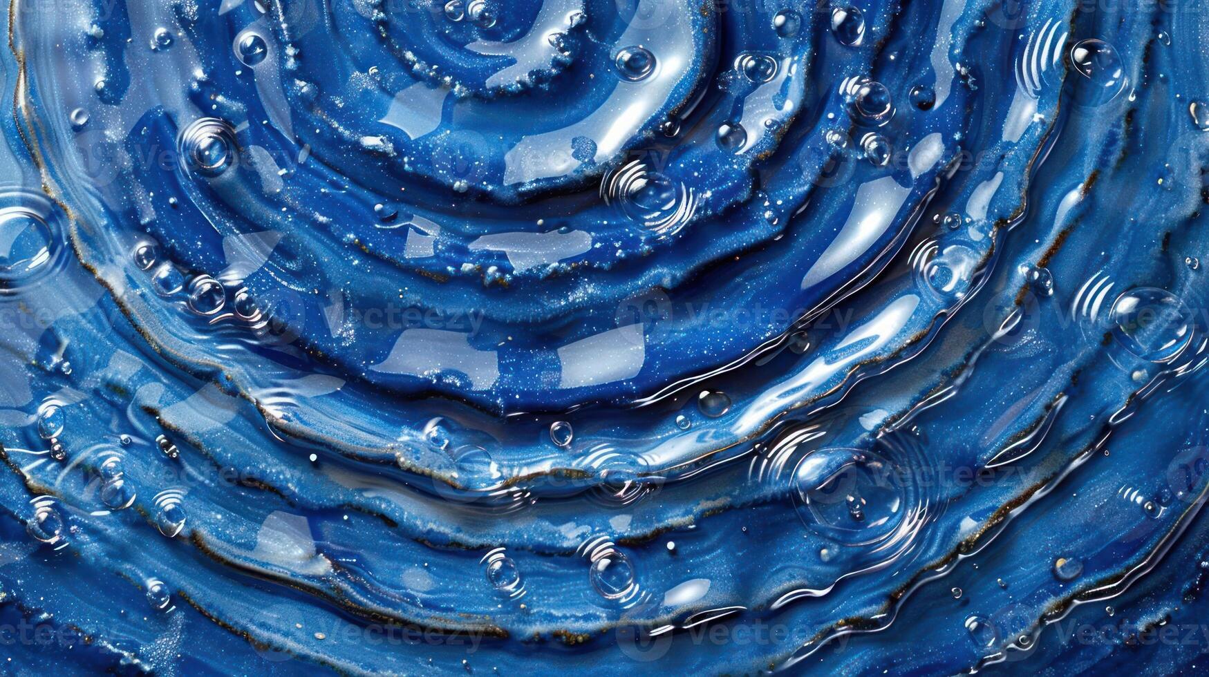 Close-up of blue water ripples with bubbles creating a serene aquatic pattern, ideal for backgrounds photo