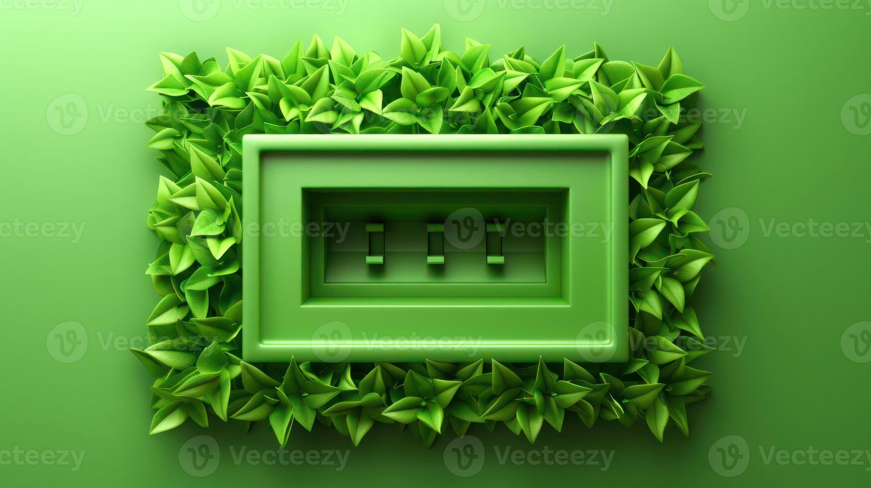 A green electrical outlet surrounded by vibrant foliage, symbolizing eco-friendly energy solutions photo