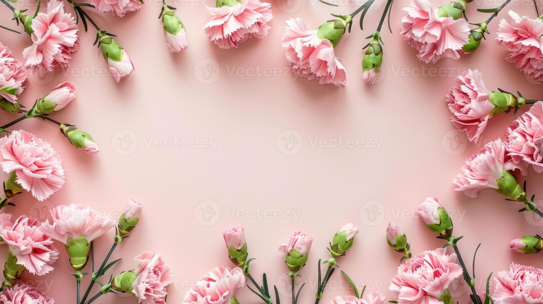 Pink Carnations Arranged Elegantly on a Soft Pink Background, Ideal for Floral Designs and Celebrations photo