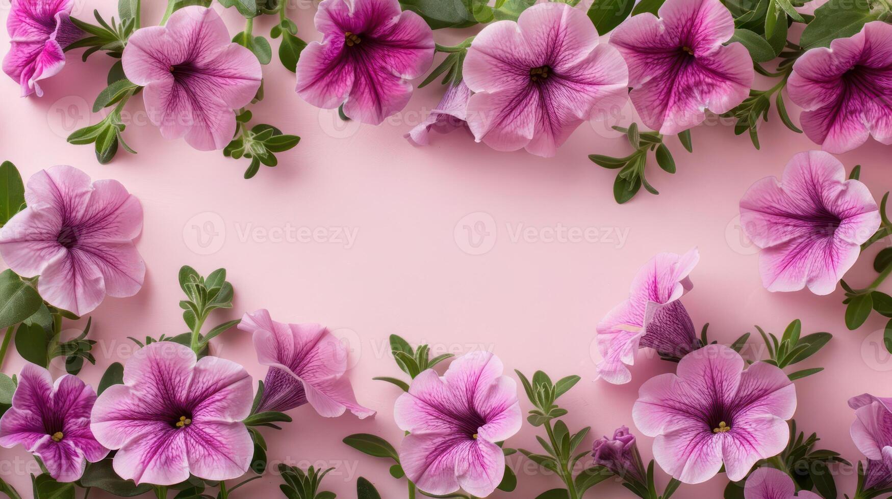 Vibrant pink flowers arranged beautifully on a soft pink background, creating a serene atmosphere photo
